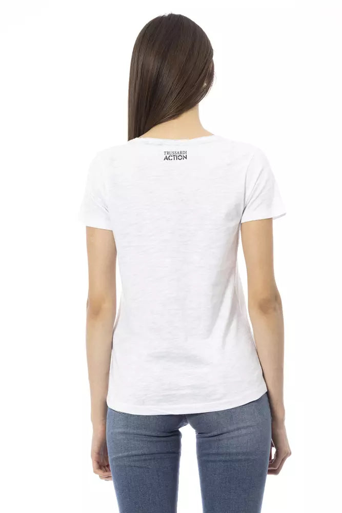 White Cotton Women T-Shirt