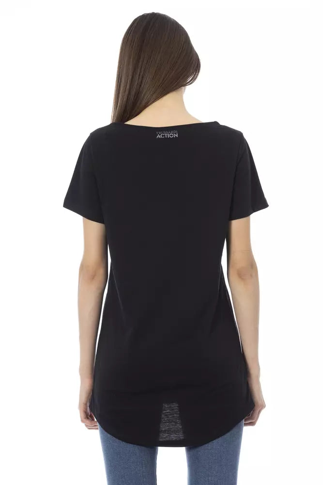 Black Cotton Women T-Shirt