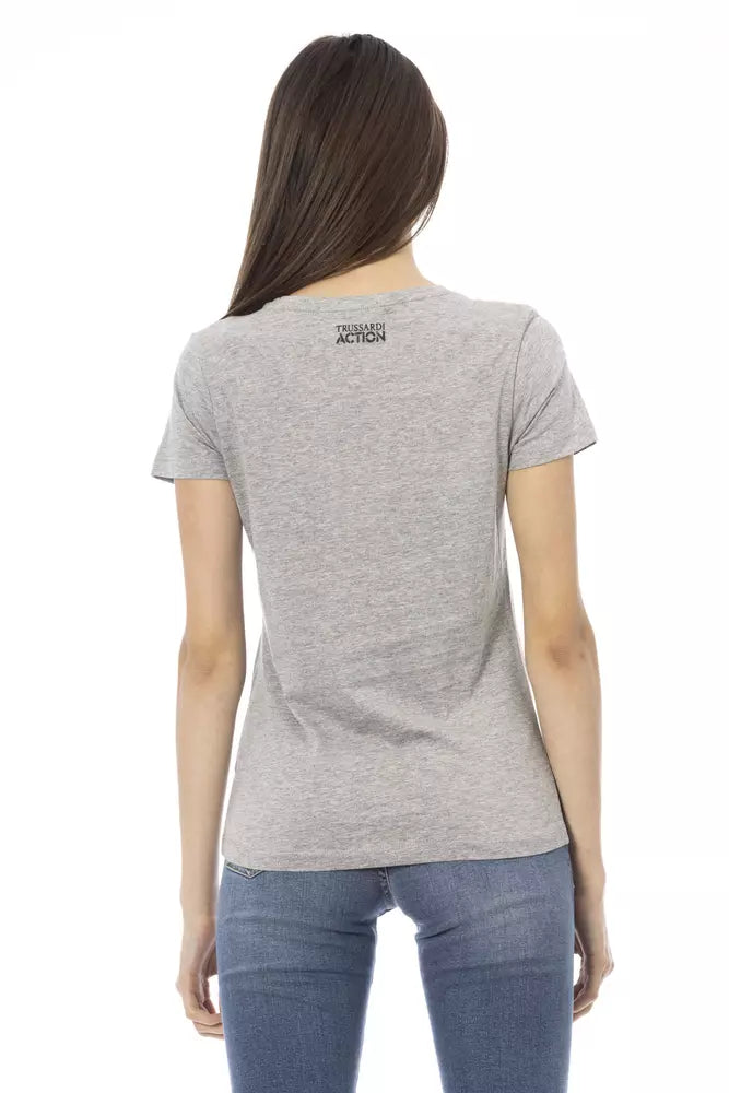 Gray Cotton Women T-Shirt