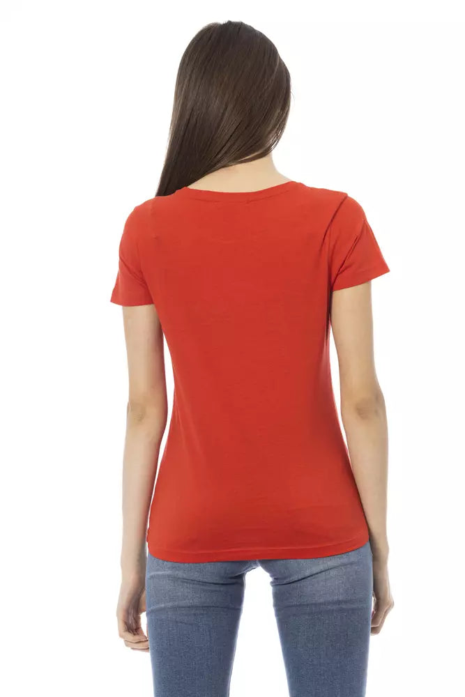 Red Cotton Women T-Shirt