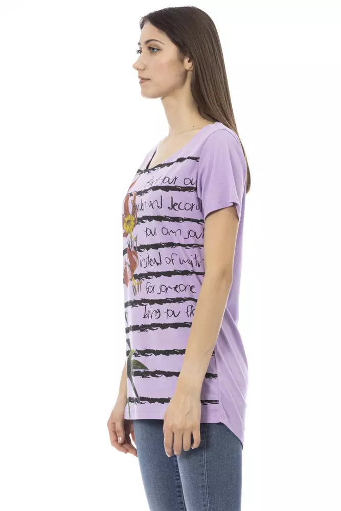 Purple Cotton Women T-Shirt