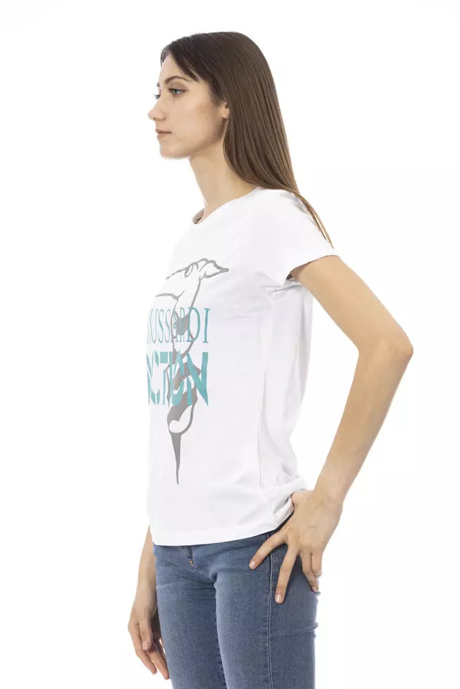 White Cotton Women T-Shirt