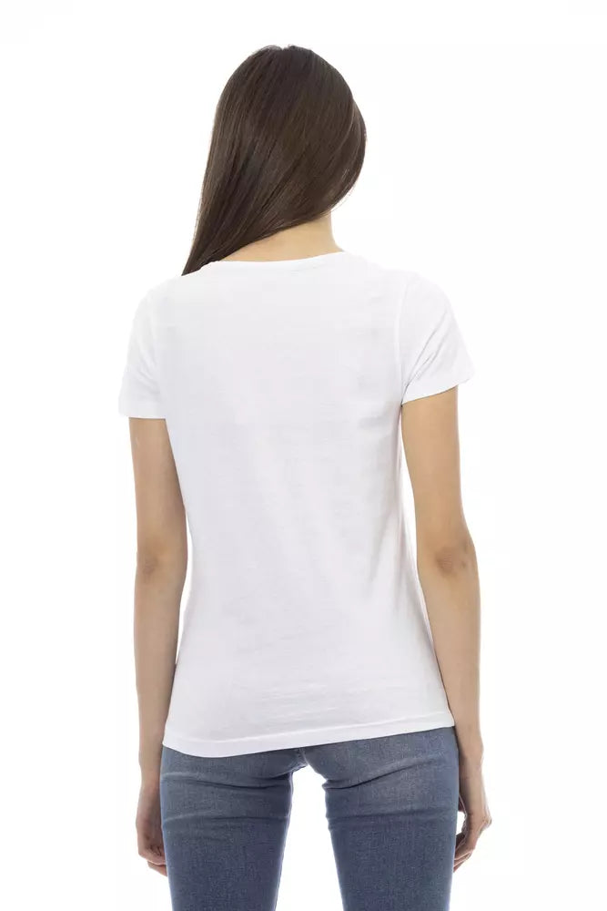 White Cotton Women T-Shirt