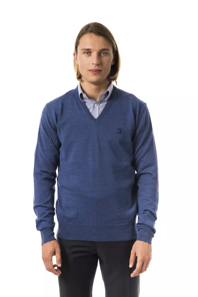 Blue Merino Wool Men's Sweater