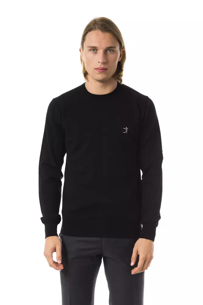 Black Merino Wool Men's Sweater