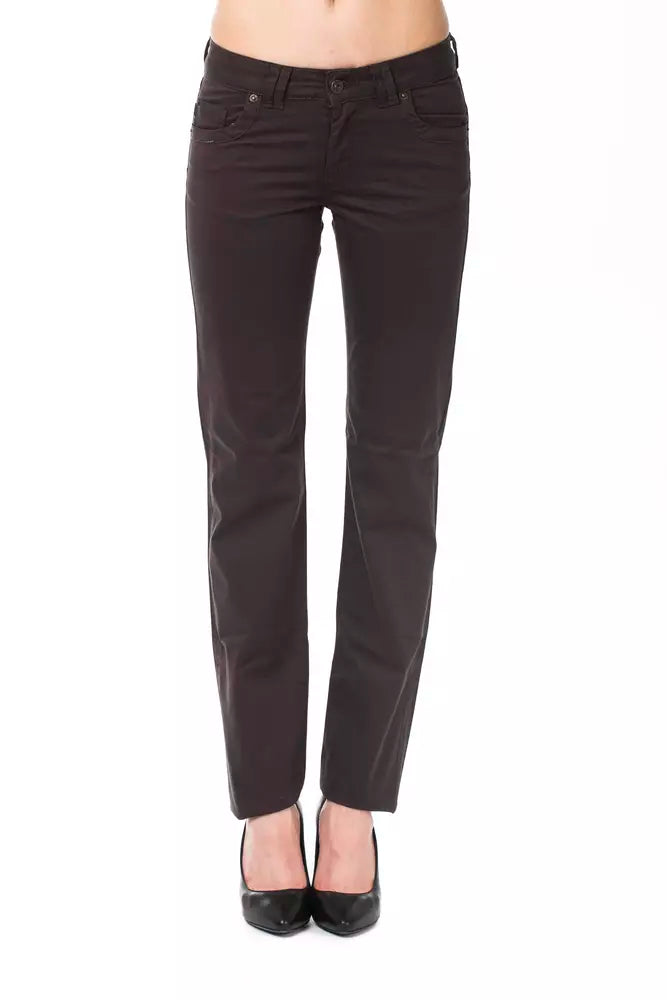 Brown Cotton Women's Pants