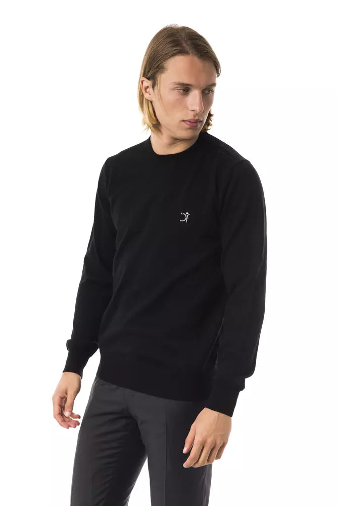 Black Merino Wool Men's Sweater
