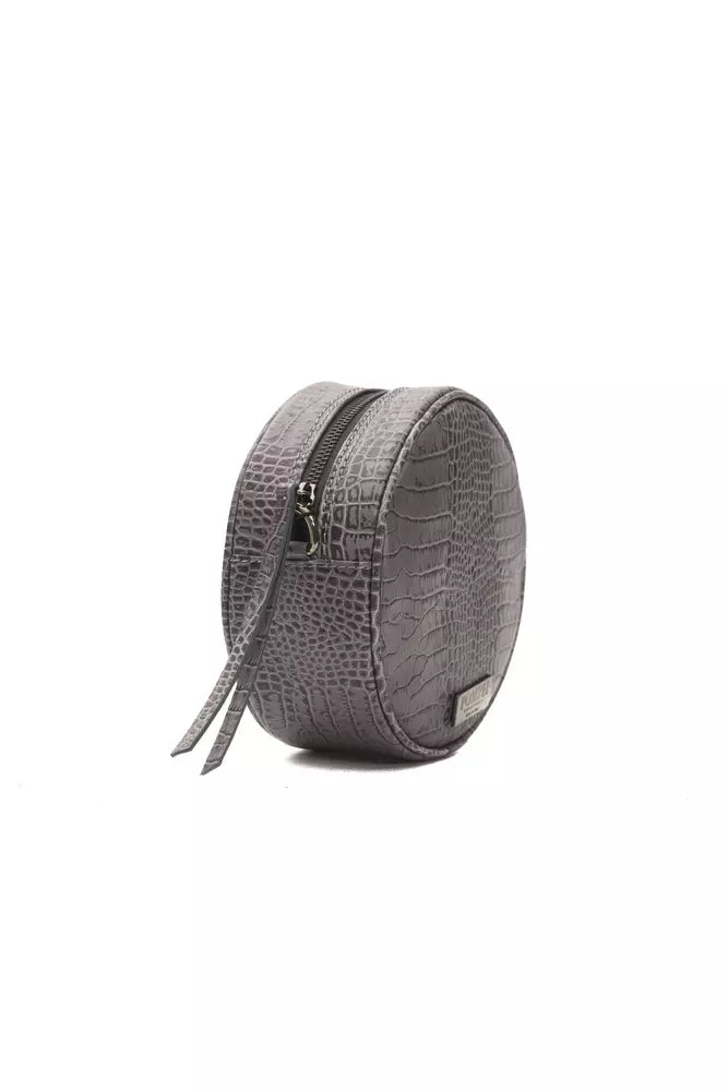 Gray Leather Women Crossbody