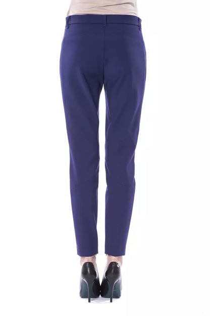Blue Polyester Women's Slim-Fit Pant