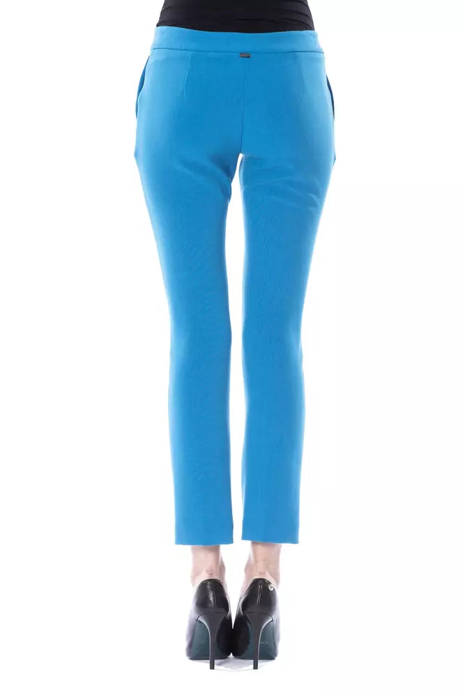 Light Blue Polyester Women Skinny Pant