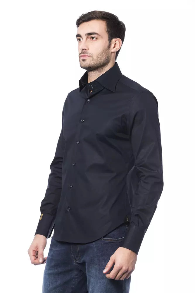 Blue Cotton Men Shirt