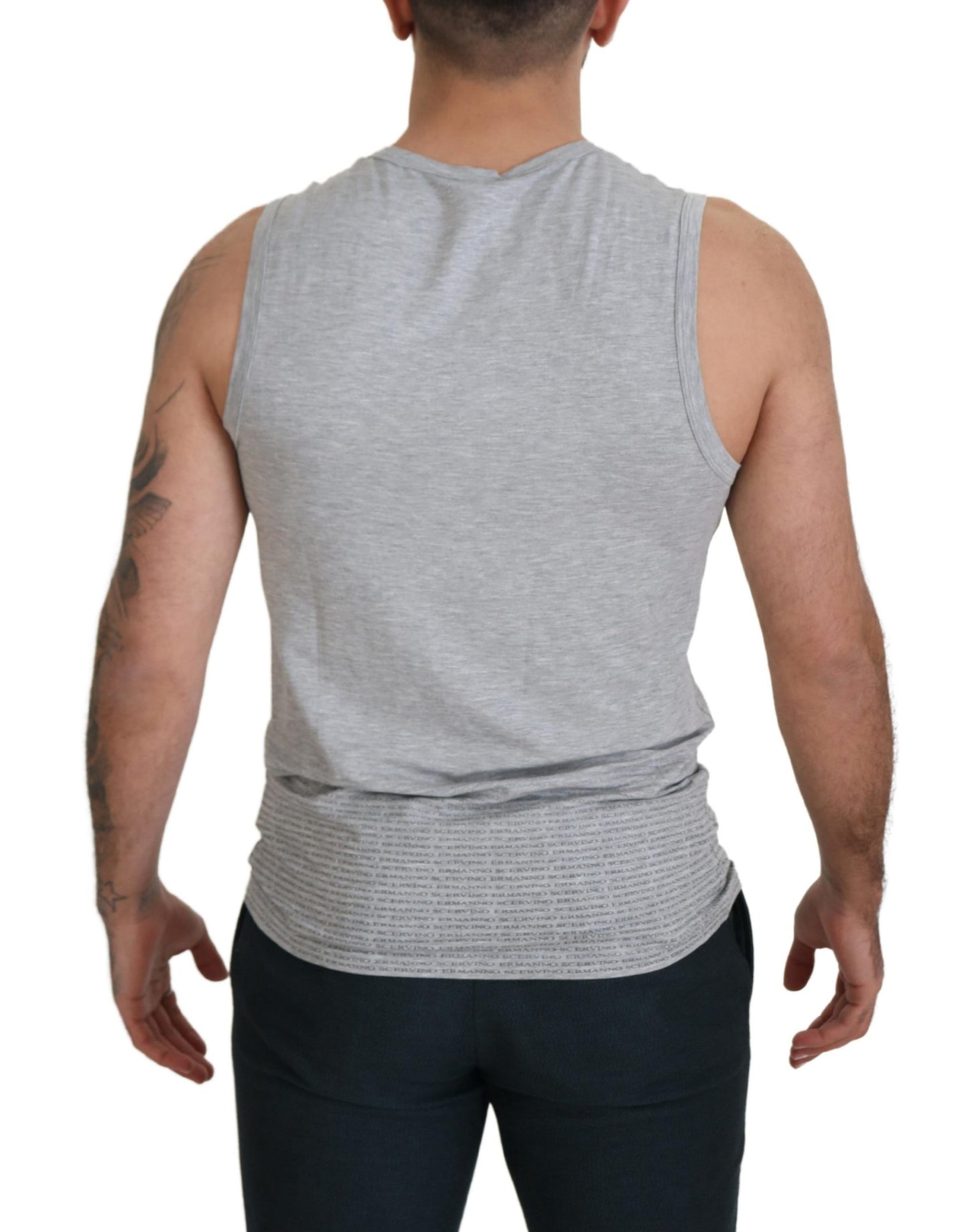 Chic Gray Sleeveless Crewneck Tee