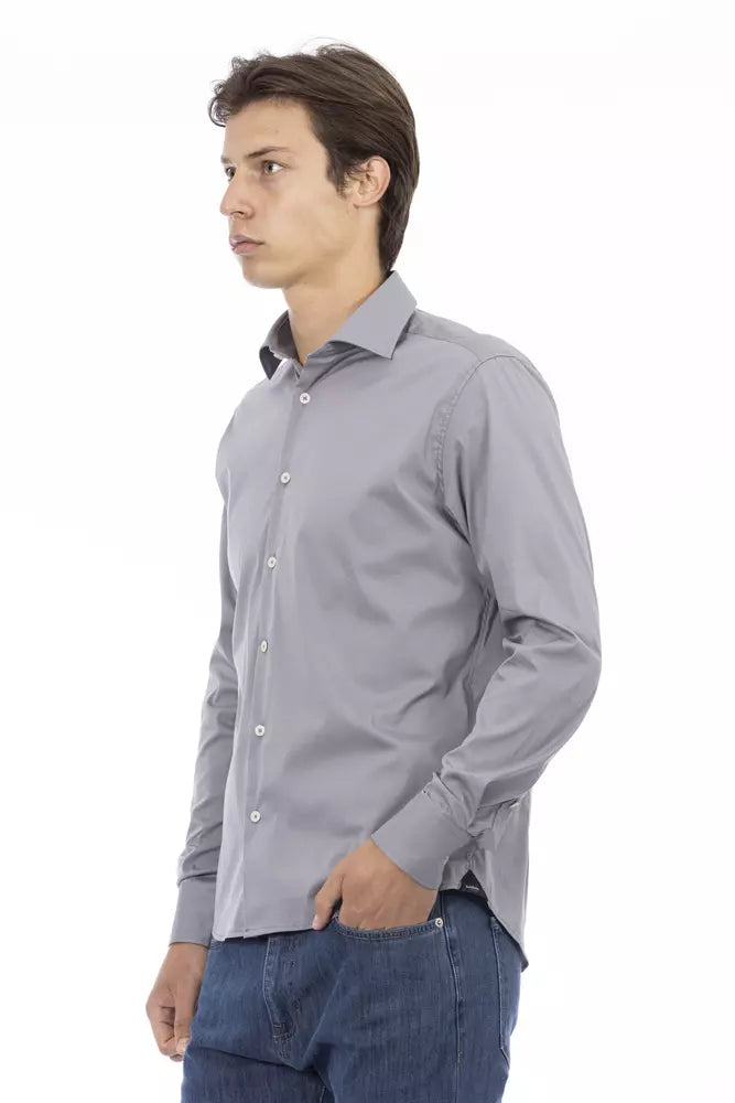 Gray Cotton Men Shirt