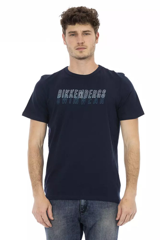 Blue Cotton Men T-Shirt