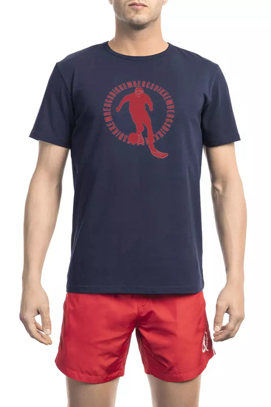 Blue Cotton Men T-Shirt
