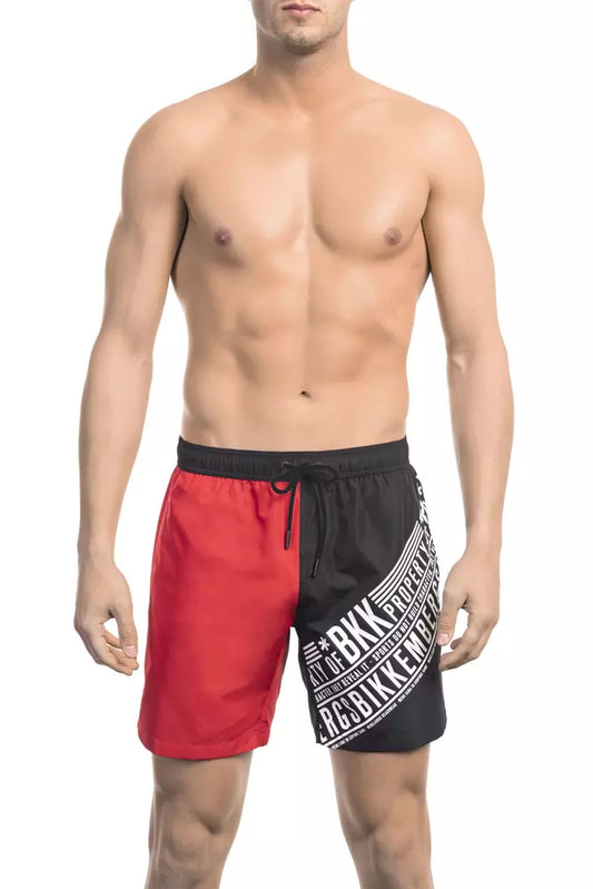 Red Polyester Men's Swim Short