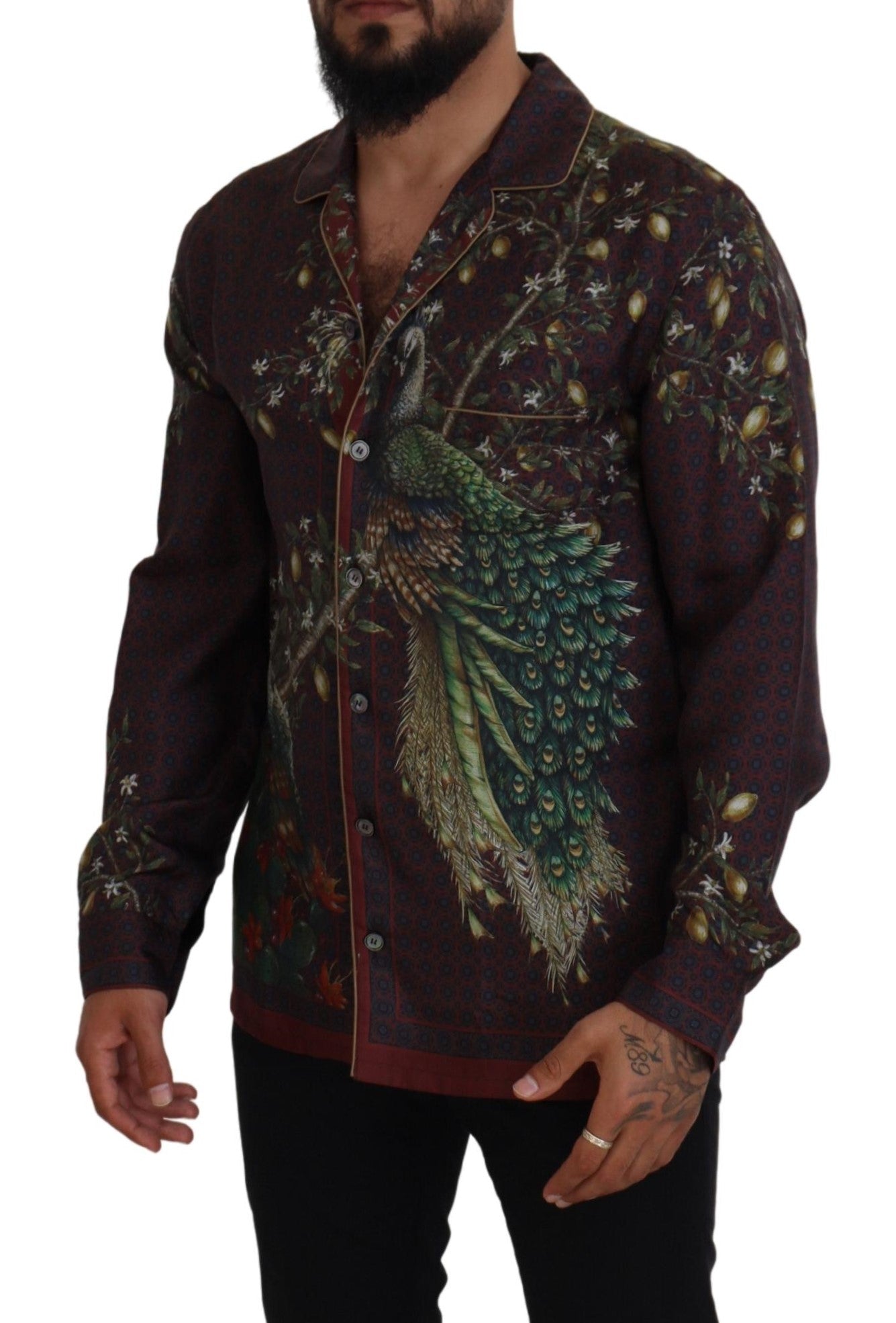 Elegant Silk Satin Men's Pajama Style Shirt