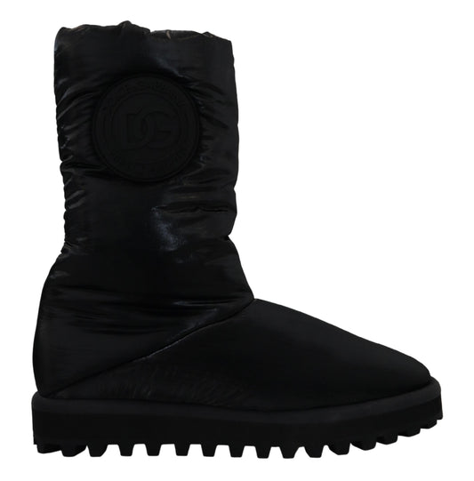 Elegant Mid-Calf Boots in Black Polyester