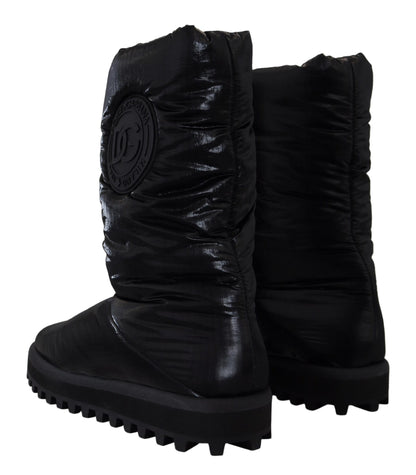 Elegant Mid-Calf Boots in Black Polyester