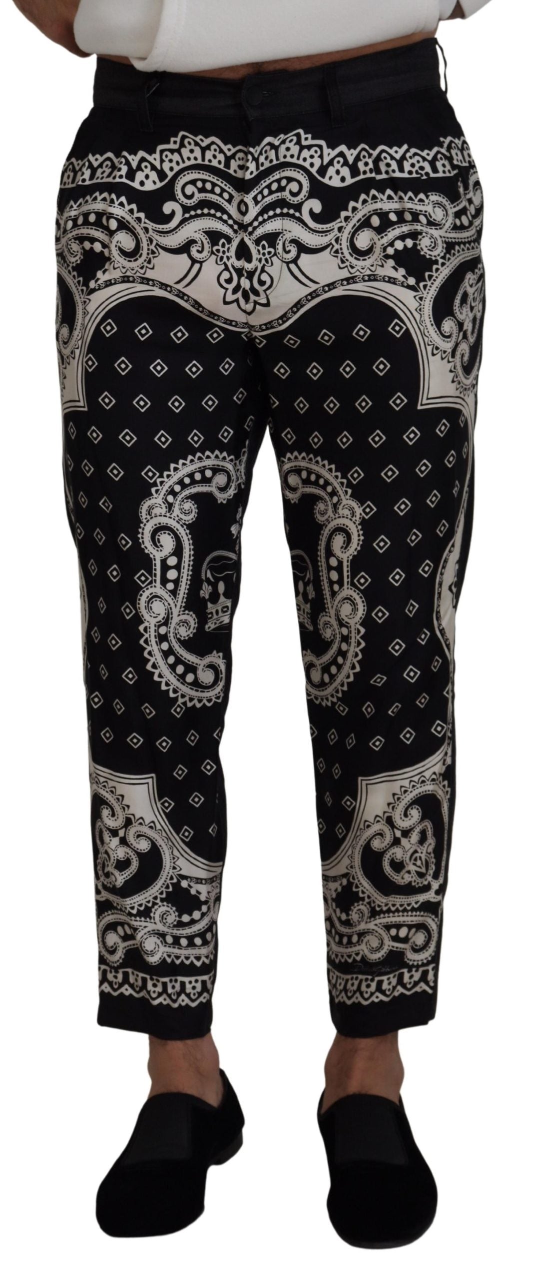 Elegant Bandana Print Silk-Cotton Pants