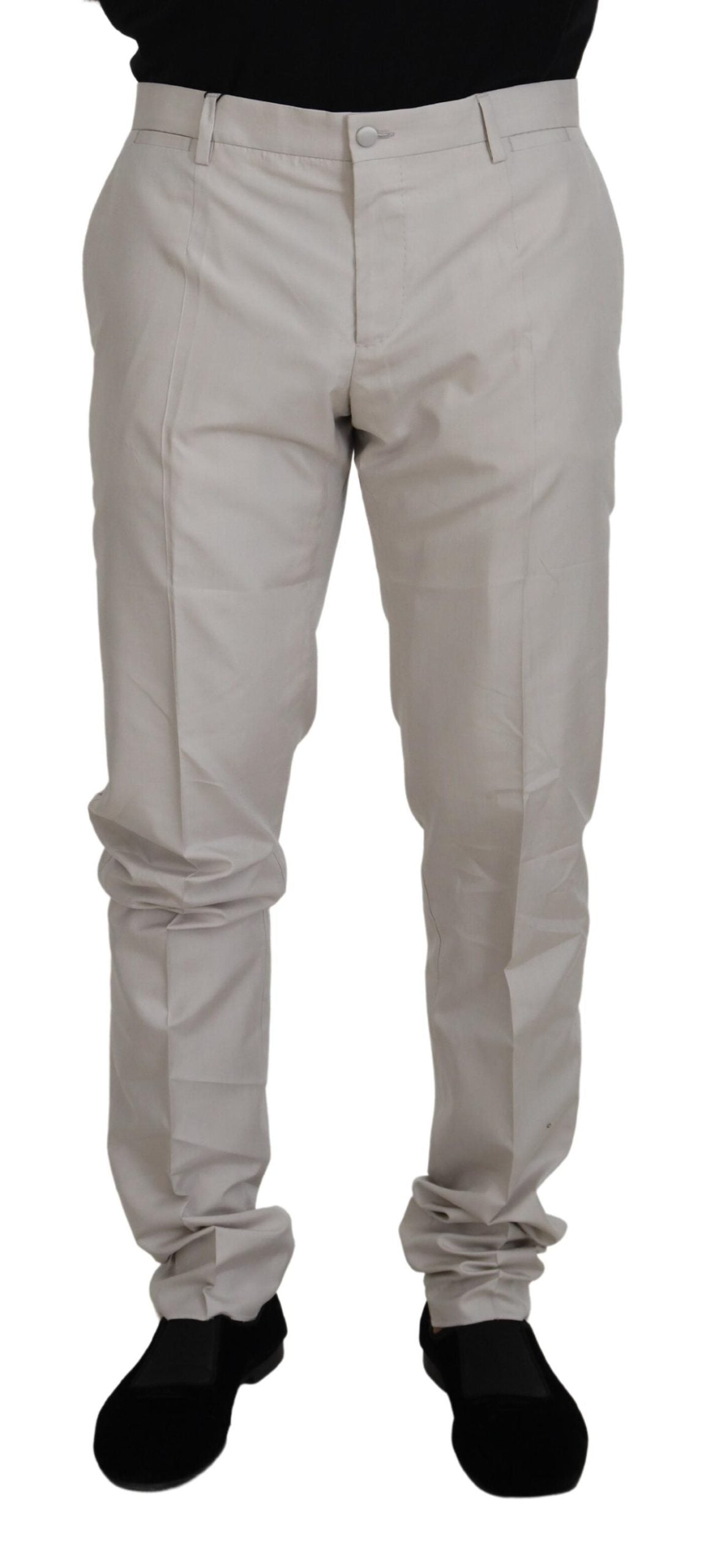 Elegant Off White Silk Blend Trousers