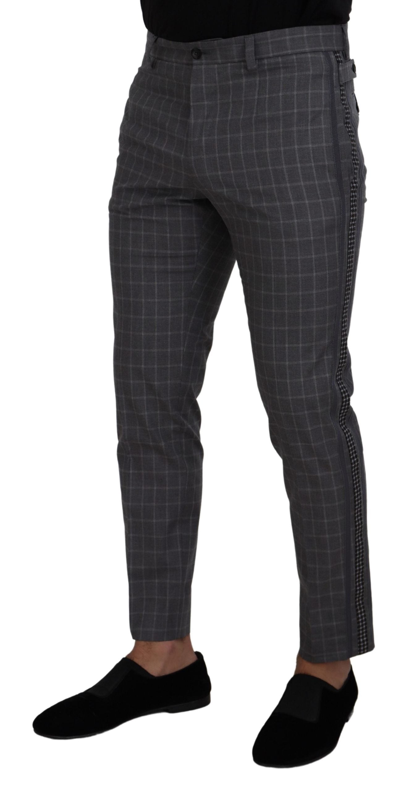 Elegant Checkered Cotton Pants for Men