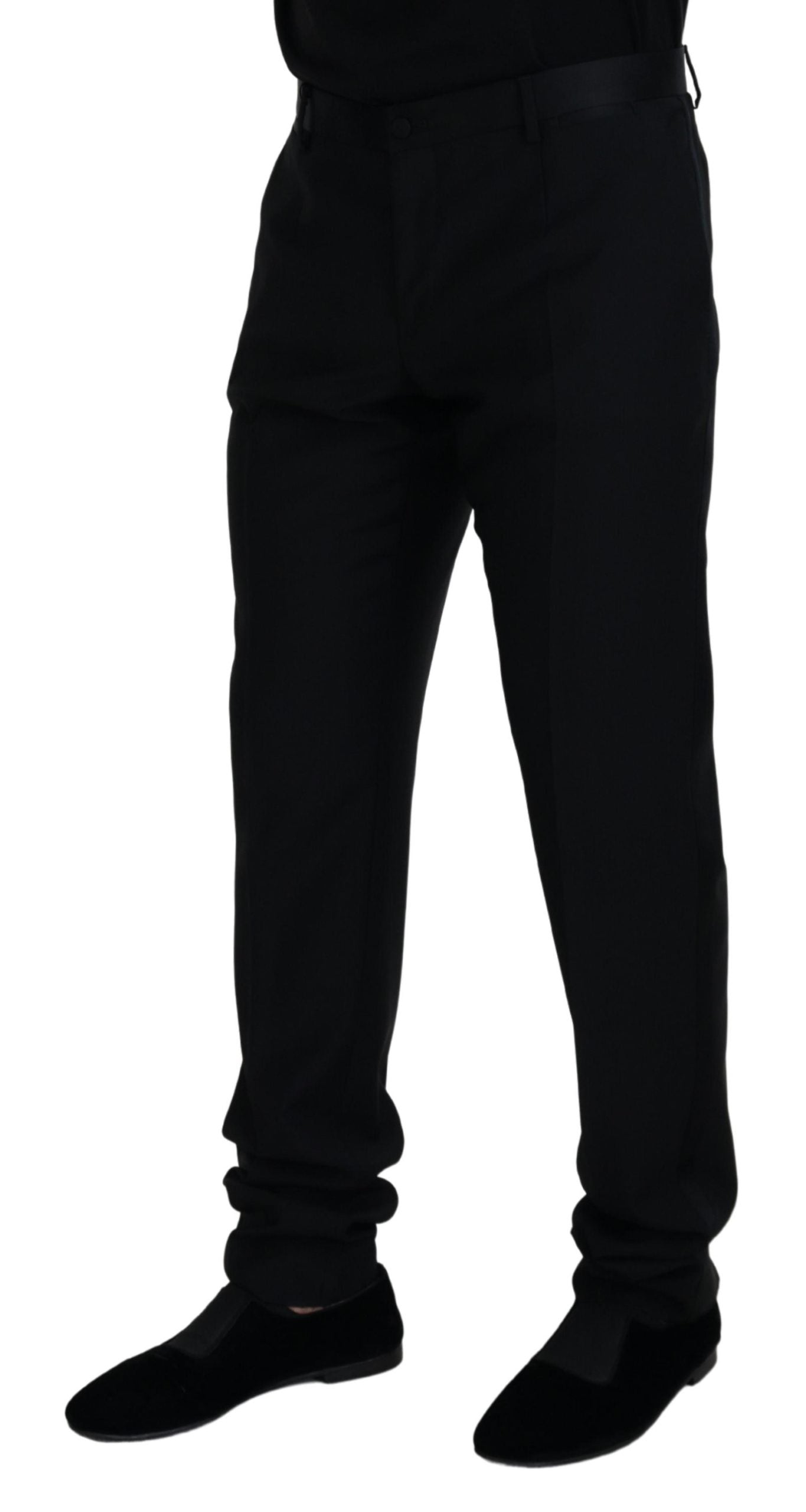 Elegant Black Virgin Wool Blend Trousers