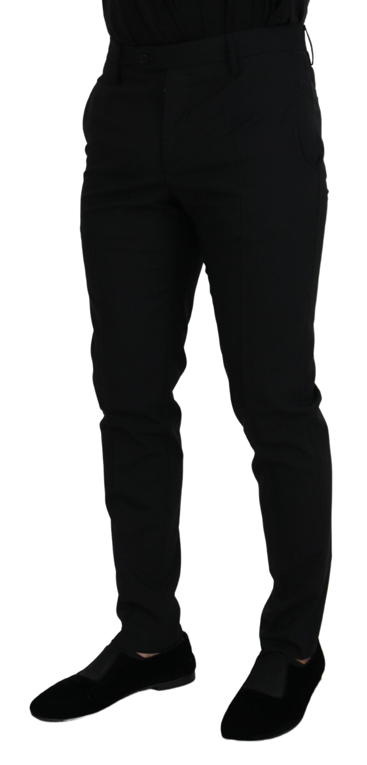 Elegant Black Wool-Blend Trousers