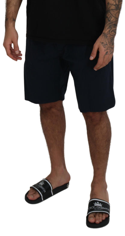 Elegant Blue Cotton Blend Shorts