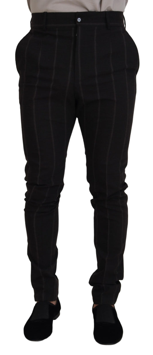 Elegant Black Striped Chino Pants