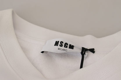 Elegant White Crewneck Cotton Sweater