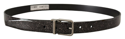 Sleek Grosgrain Leather Belt with Metal Buckle