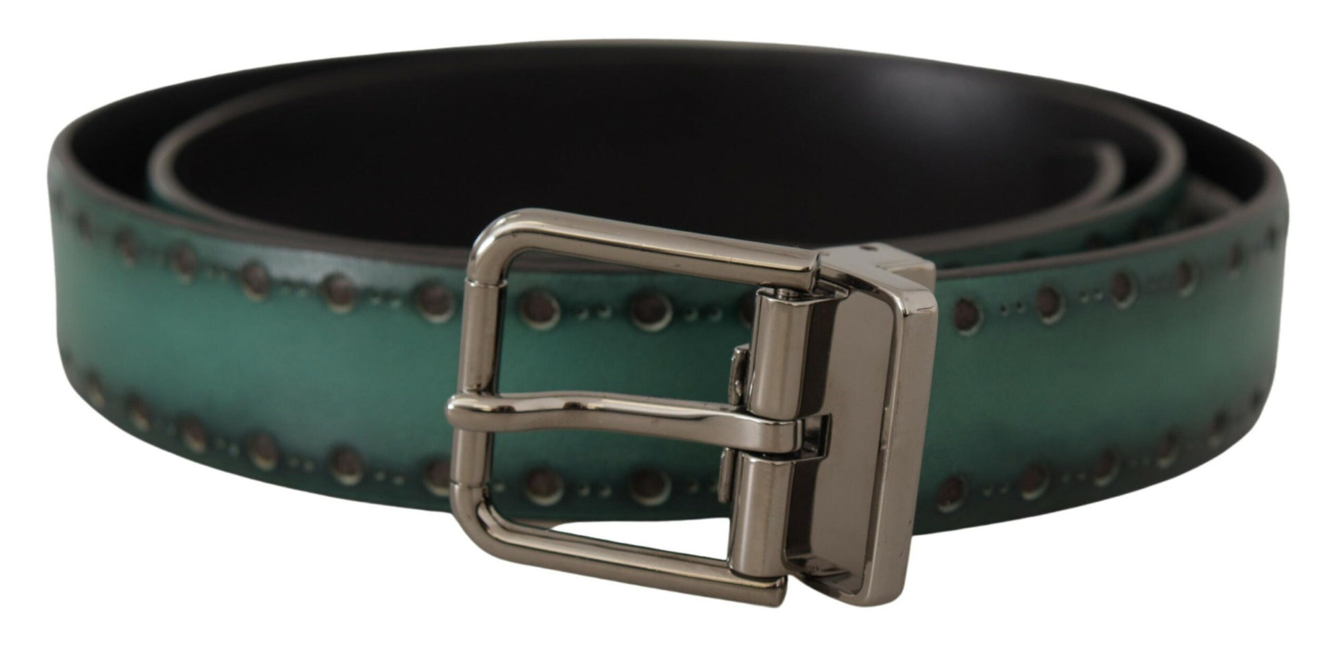 Elegant Leather Belt with Silver Tone Buckle