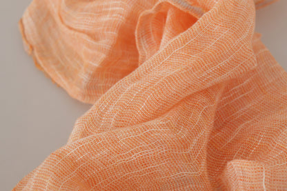 Peach Linen Knitted Shawl Wrap Fringes Scarf