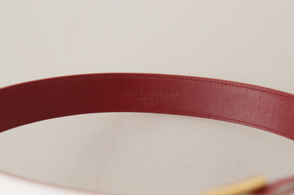 White Calf Leather Two-Toned Gold Metal Buckle Belt