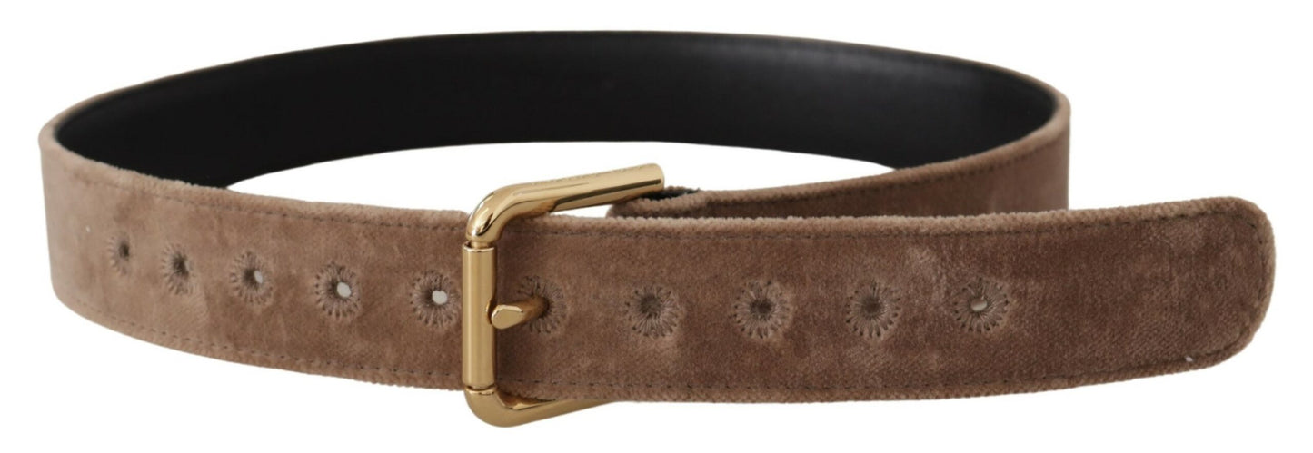 Elegant Velvet Logo Buckle Belt