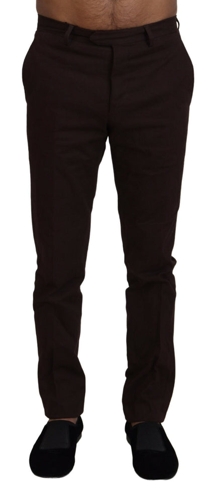 Elegant Brown Cotton Blend Trousers