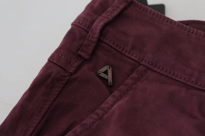 Maroon Skinny Fit Cotton Pants