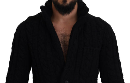 Elegant Black Wool-Cashmere Blend Cardigan