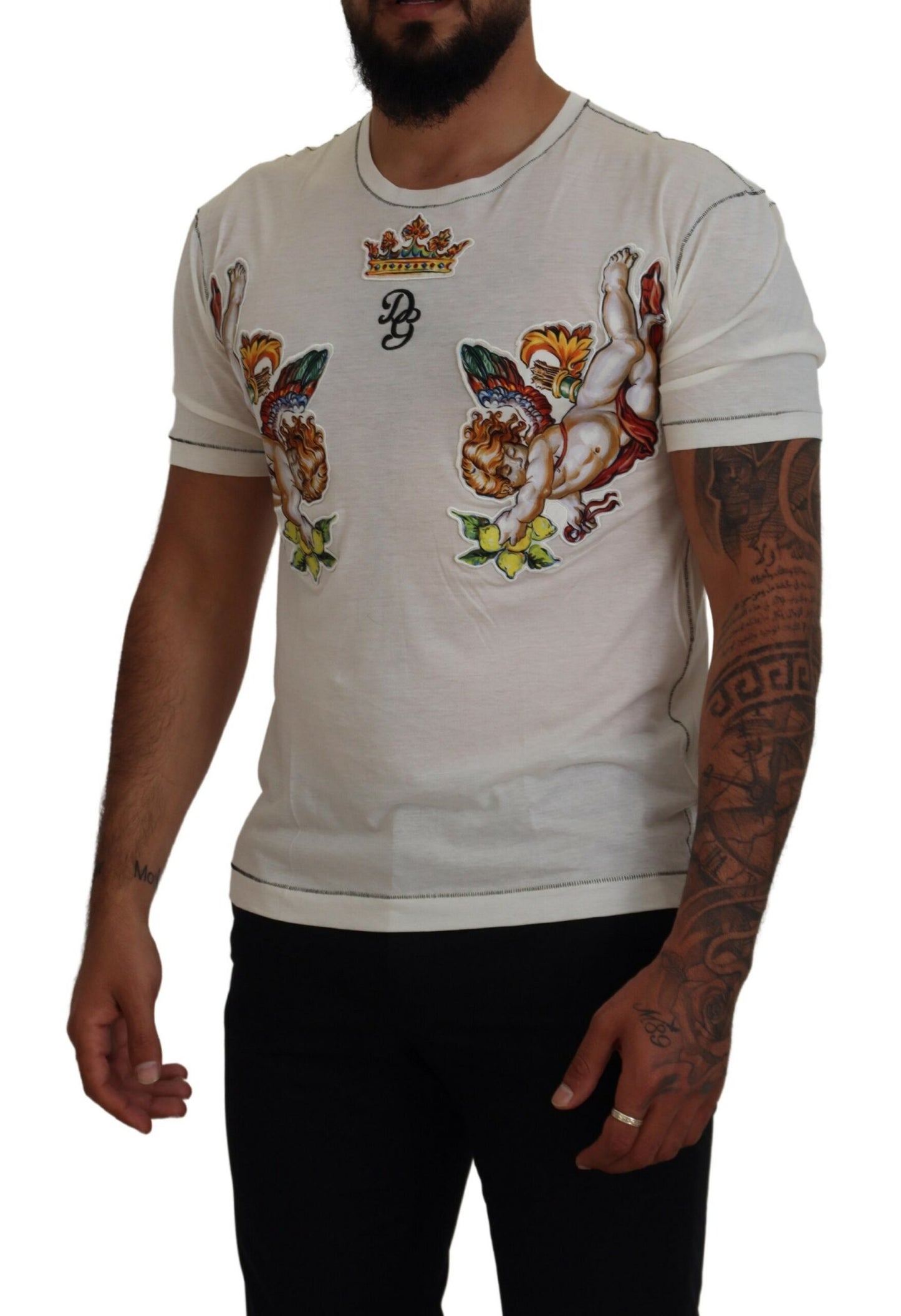 Elegant White Cotton-Silk Blend Tee