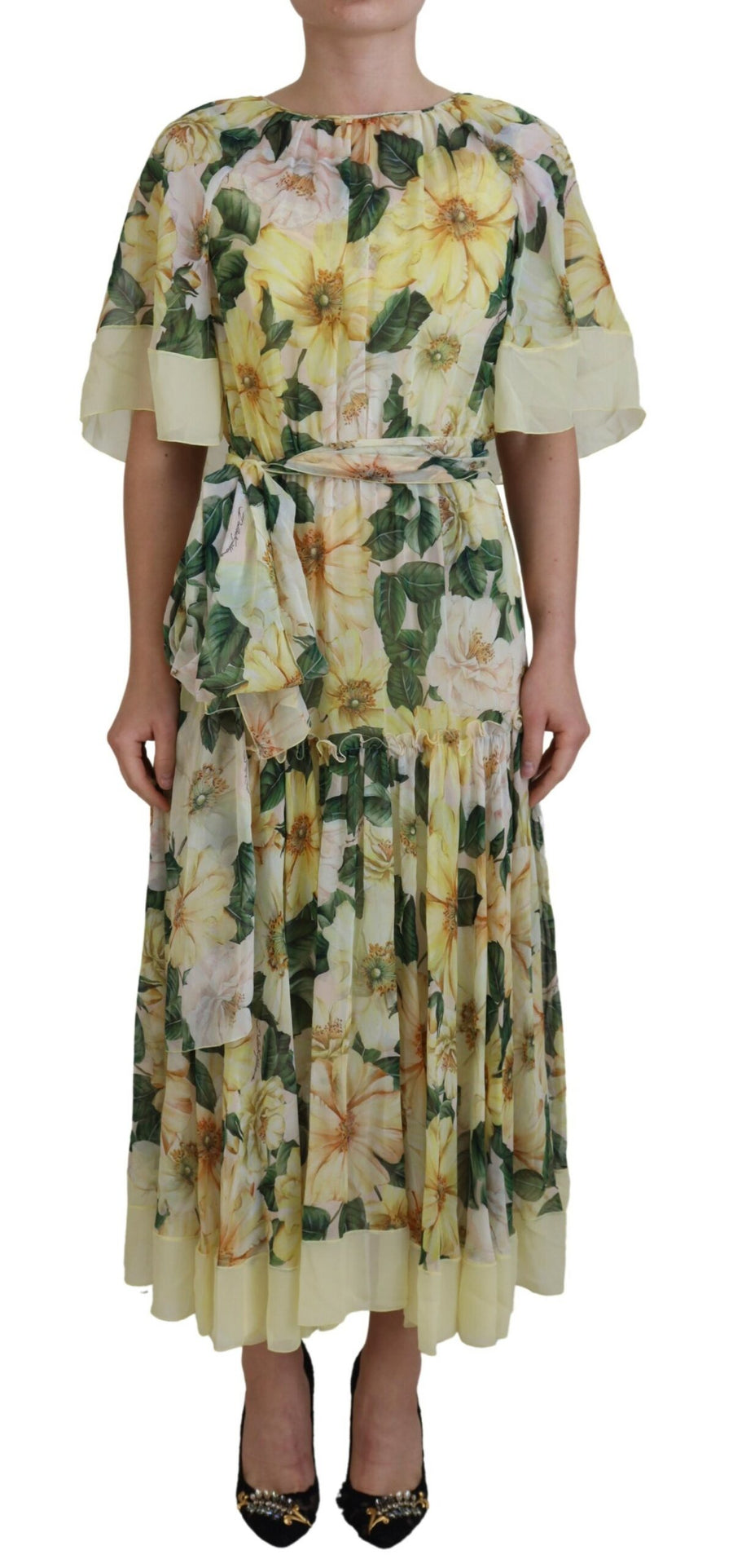 Multicolor Silk Floral Print Long Maxi Dress