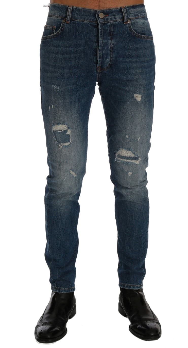 Svelte Italian Denim - Slim Fit Blue Jeans