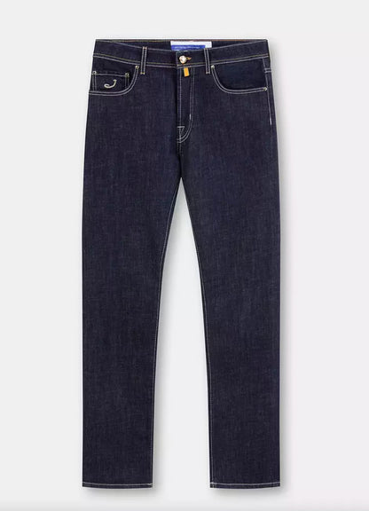 Blue Cotton Men Jeans with Straight Leg Cut