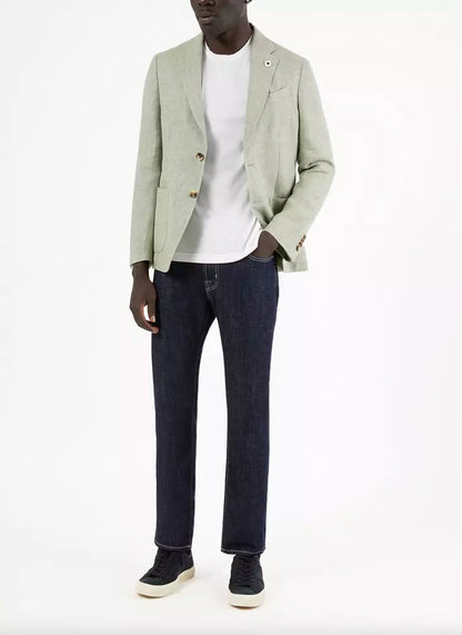 Blue Cotton Men Jeans with Straight Leg Cut