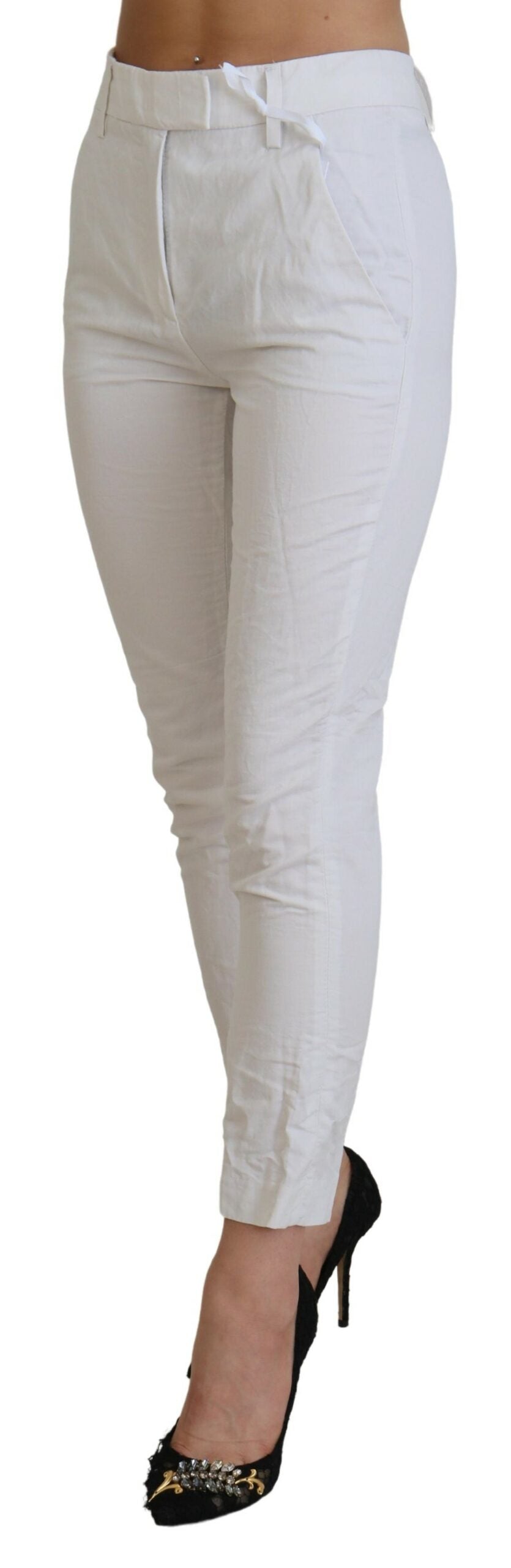 White High Waist Tapered Women Pants