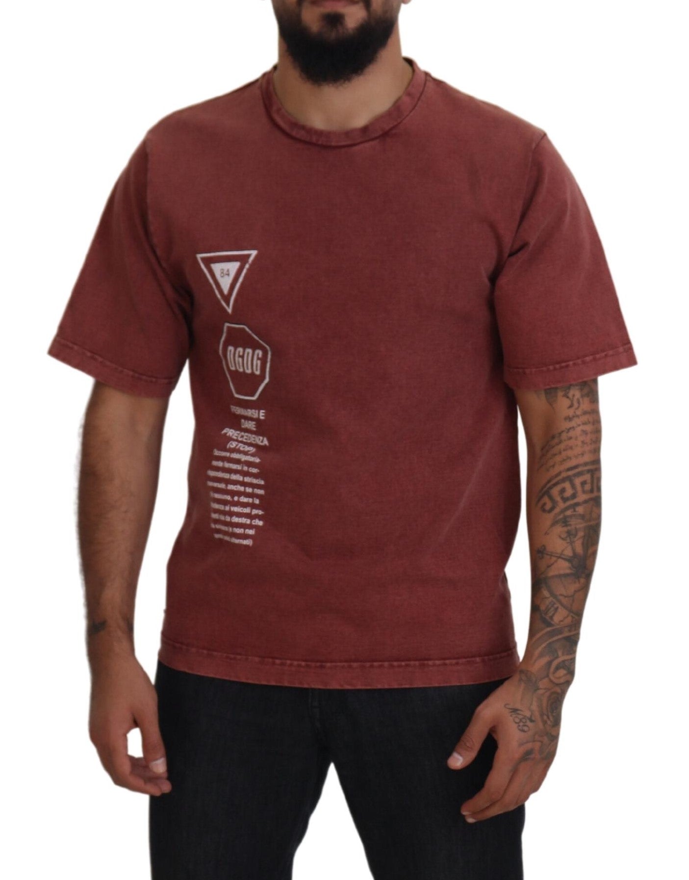 Elegant Maroon Printed Cotton Tee