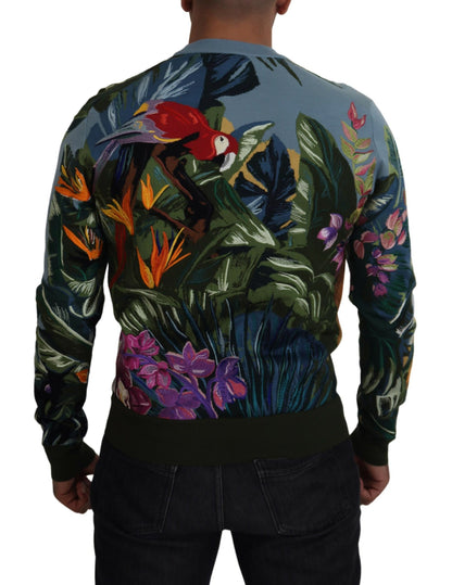 Jungle Embroidered Wool Silk Sweater