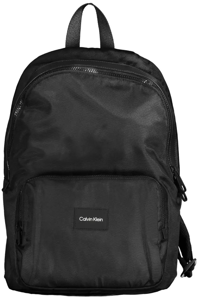 Black Polyester Men Backpack