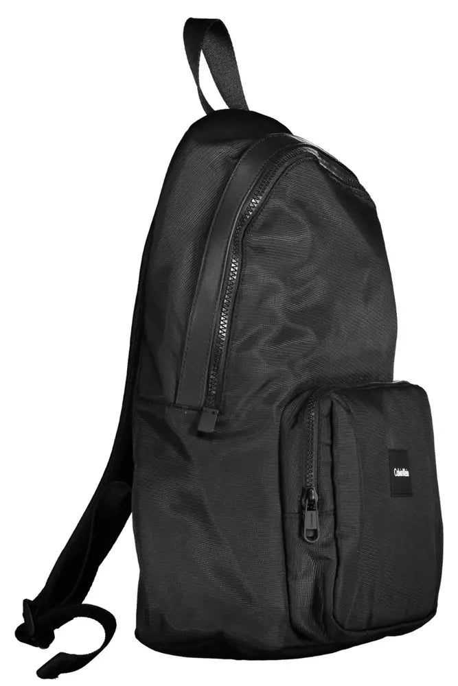 Black Polyester Men Backpack