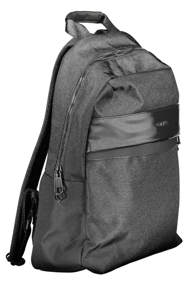 Black Polyester Men Backpack